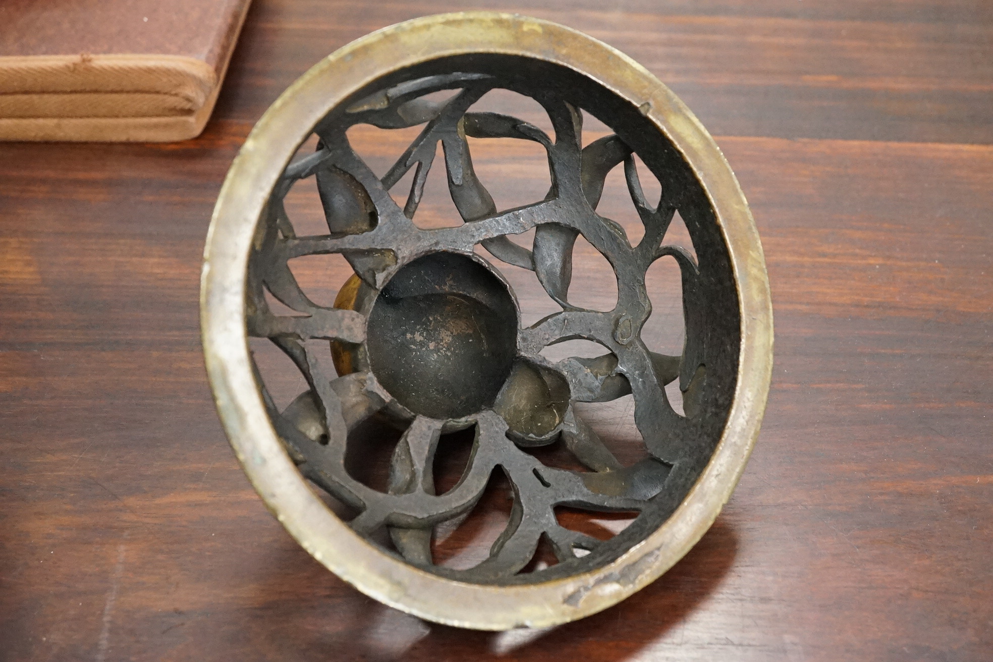 A large Chinese bronze and parcel gilt ‘peach’ censer and cover, Li, 17th/18th century